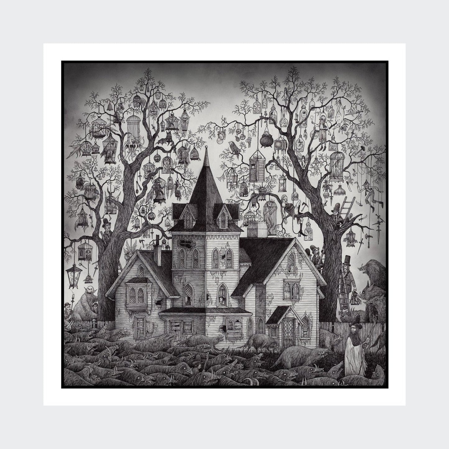 two trees one house - artprint